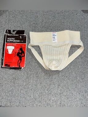 Vintage Bauer & Black Jockstrap Rubber Mesh Boys Men’s Supporter Waist 26”-32” S